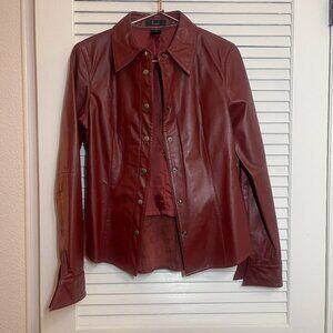Franchesca Burgundy Genuine Leather Snap Jacket Size M